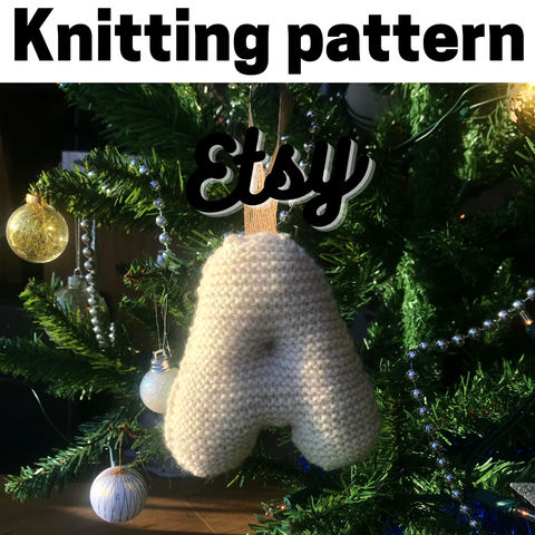 Knit stuffed Letter A tree decoration knitting pattern
