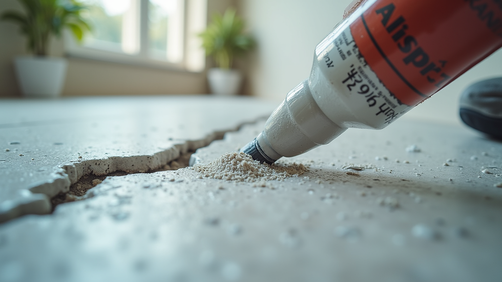Close-up view of waterproofing sealant being applied to a wall crack