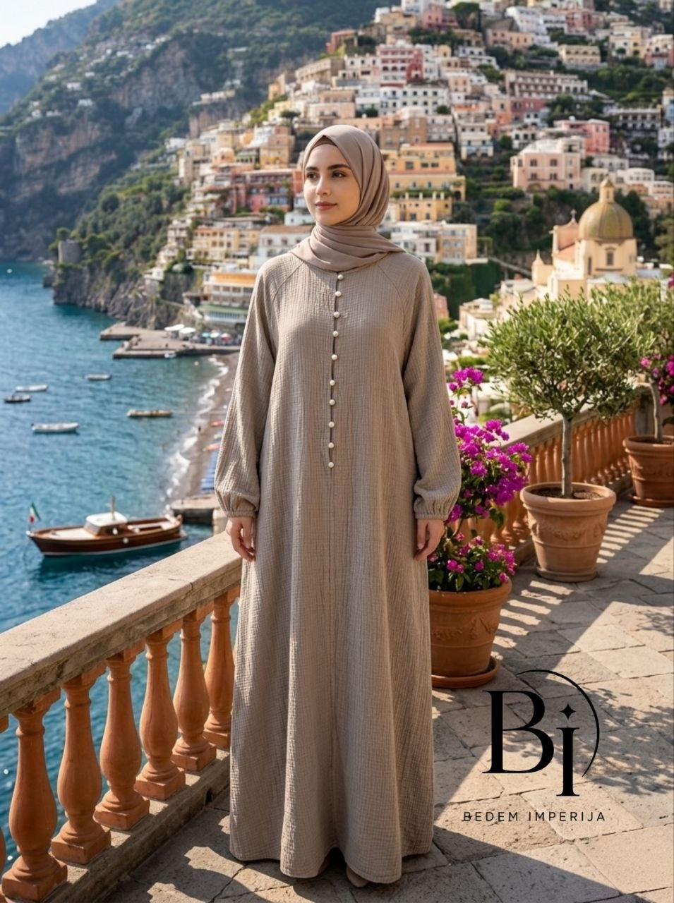 Bombažna muslin/musellin abaya ENOLA