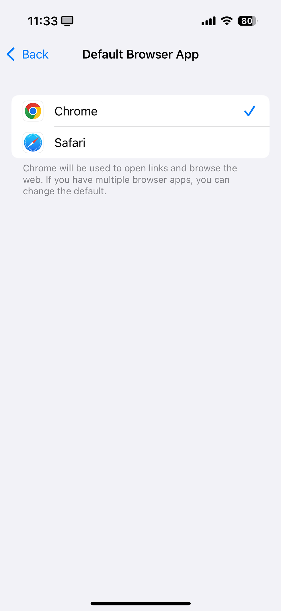 You can change your default browser from Safari to Chrome, for example