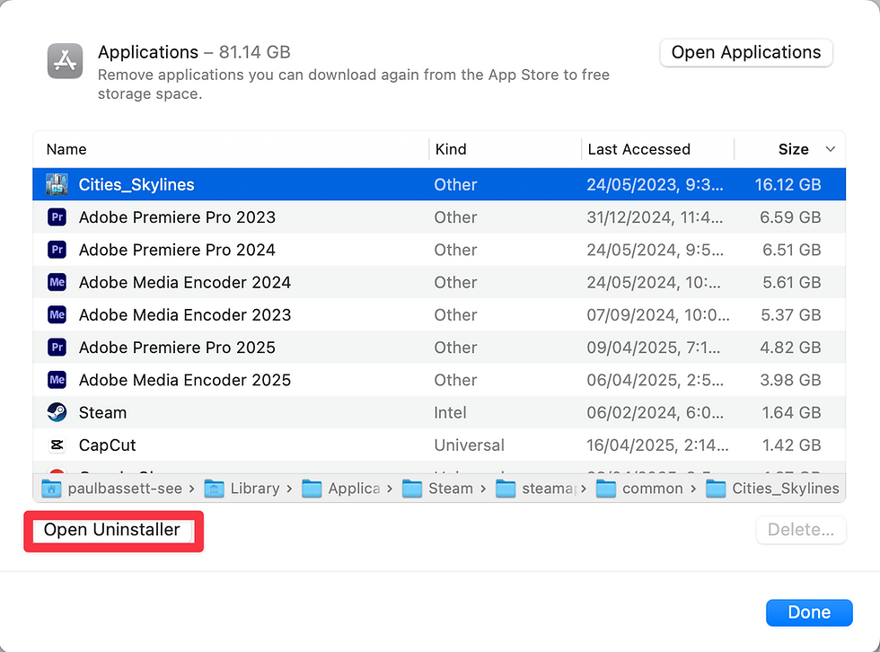 Some apps have specific uninstallers
