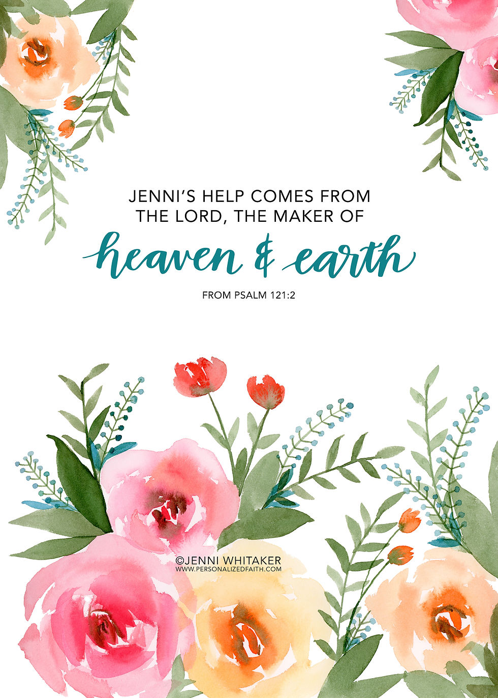 Thumbnail: Floral Personalized Verse Art Cards