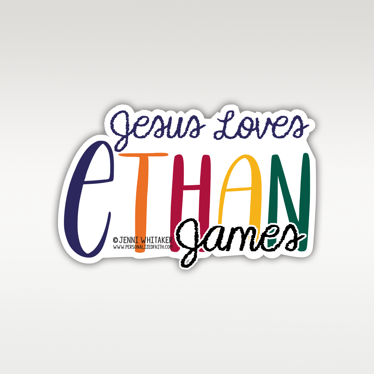 Jesus Loves Stickers (Jewel Tones) - pack of 10 (2 week turnaround)