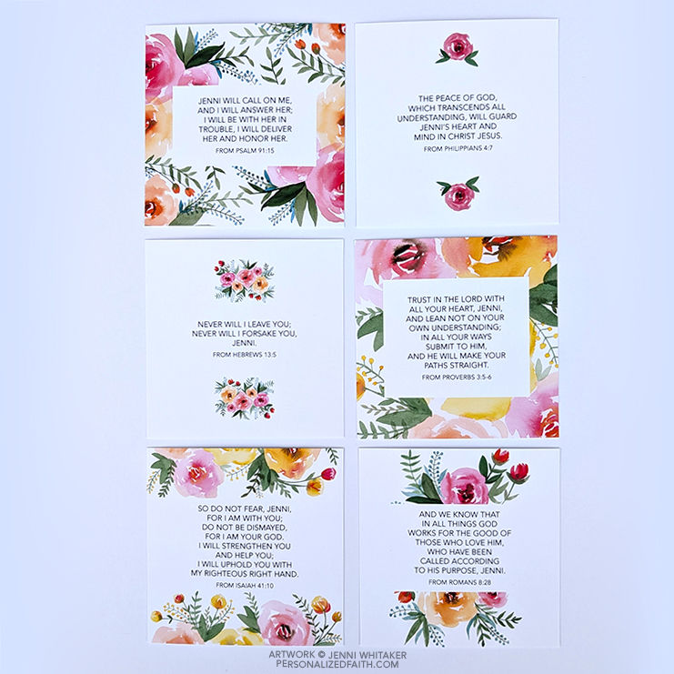 Thumbnail: Personalized Scripture Cards - PEACE Pack - Floral Theme