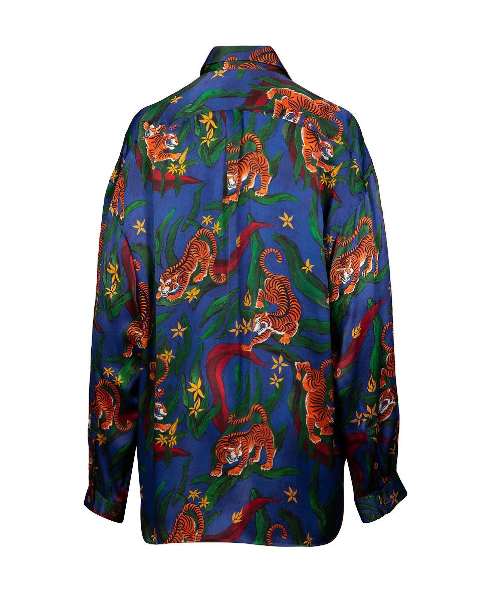 Thumbnail: Lucky Tiger Oversized Silk Shirt