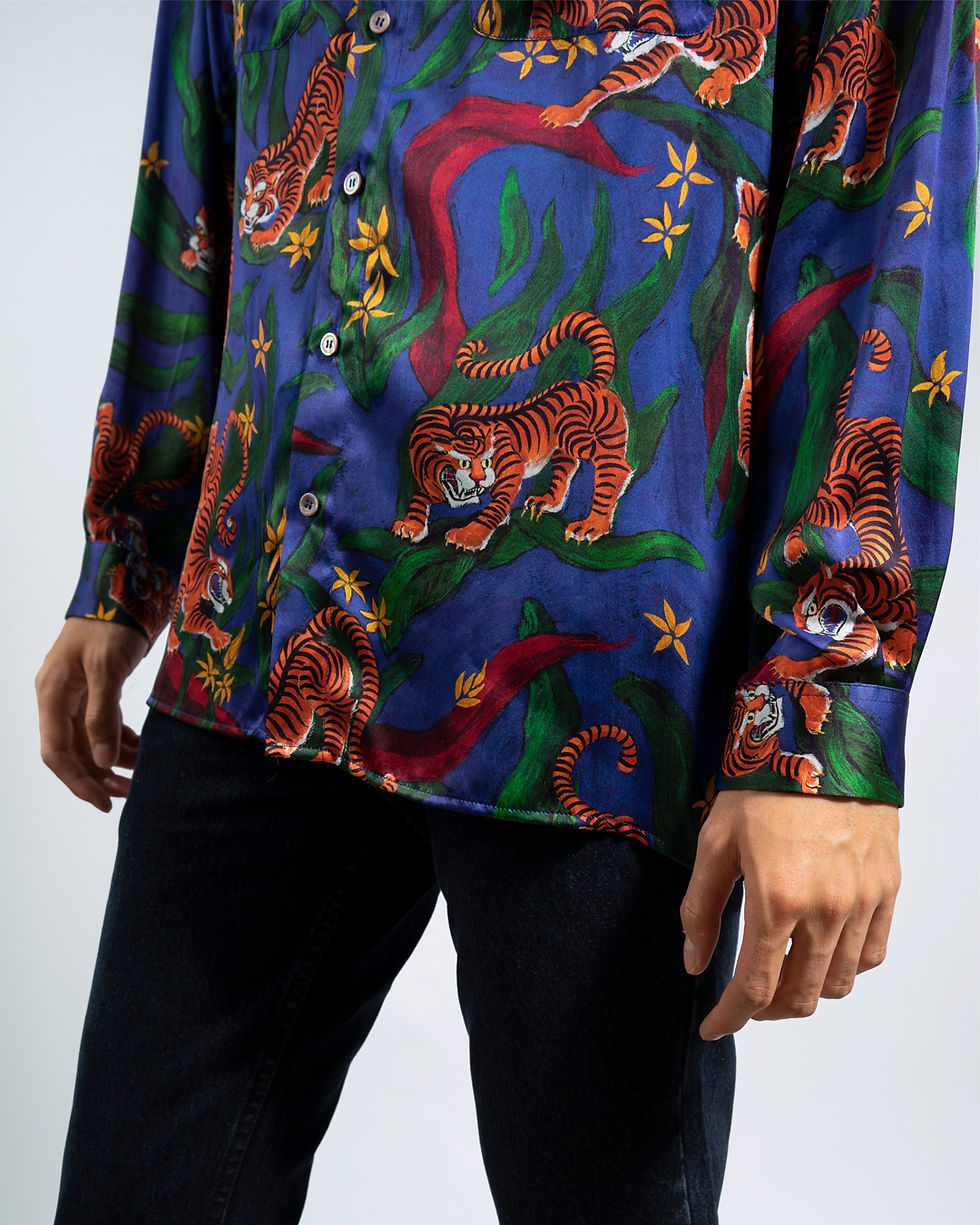 Thumbnail: Lucky Tiger Oversized Silk Shirt