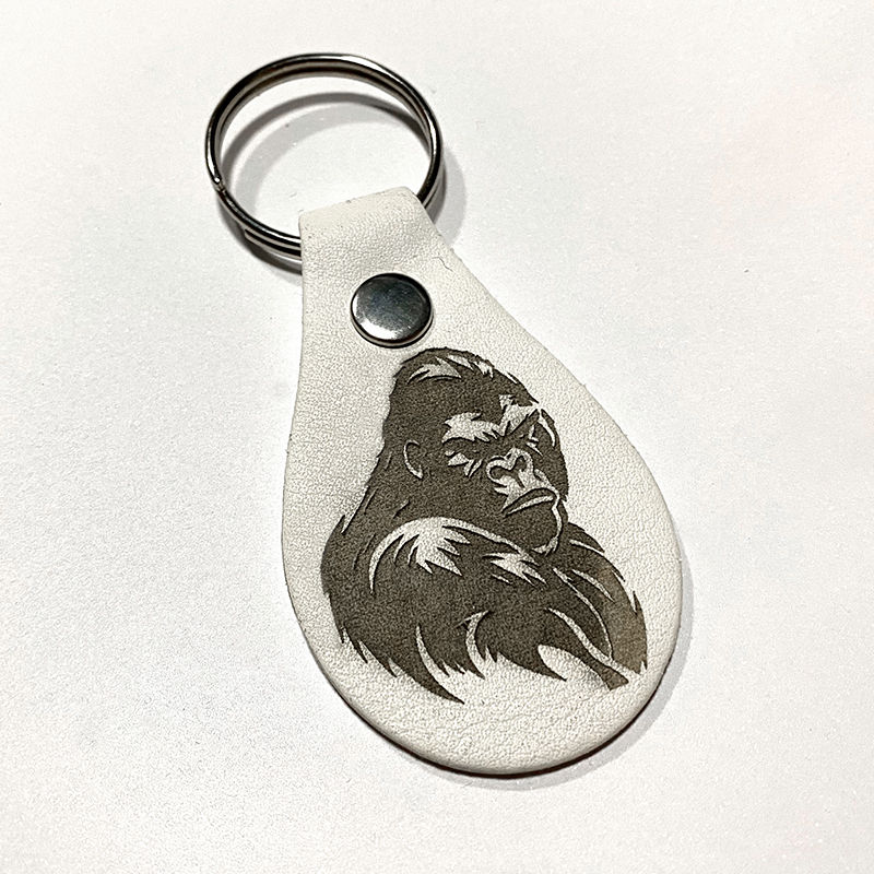 leather key ring showing a gorilla