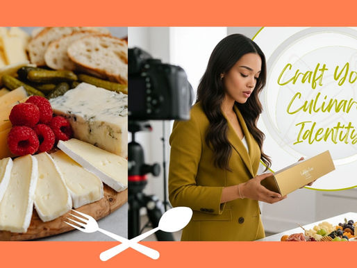 Katina Ndlovu, a branding expert in a gold/olive blazer, stands in a Sandton food studio, directing a brand photoshoot and reviewing packaging for a new South African catering business.