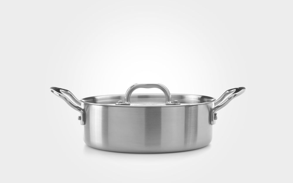 Samuel Groves 26 cm Stainless Steel Sauté Pan with Lid & Side Handles