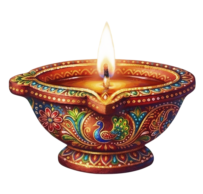 single diya diwali candle no background painted illustration object image only.jpg
