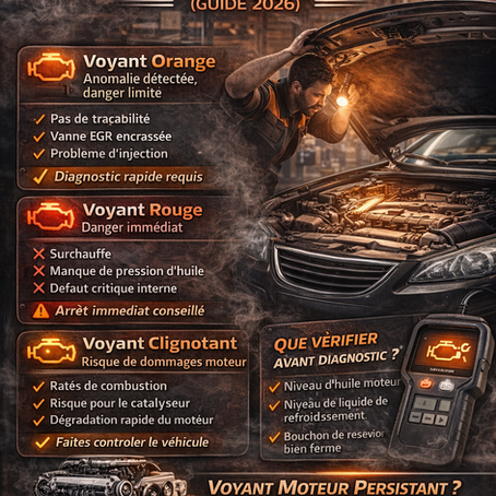 🚨 Voyant moteur allumé : que faire, que vérifier et quand s’inquiéter ? (Guide 2026)