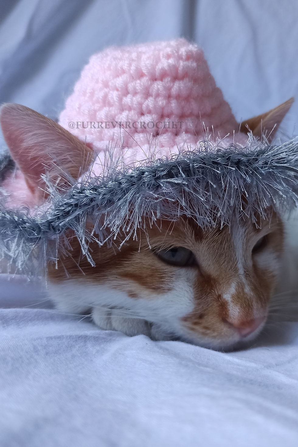 Pembe Süslü Kovboy Örgü Kedi Köpek Şapkası