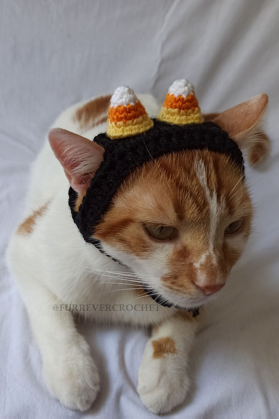 Küçük resim: Candy Corn Bandana Örgü Kedi Köpek Şapkası