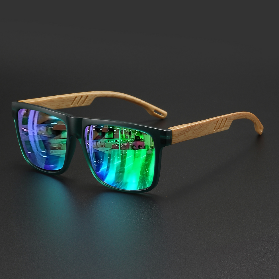 Thumbnail: New Fashion Square Sunglasses - Wood Grain Spring Hinge, UV400 Unisex for Drivin