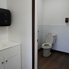 The handicap accessible bathroom and extra sink in The Honey Pot room.