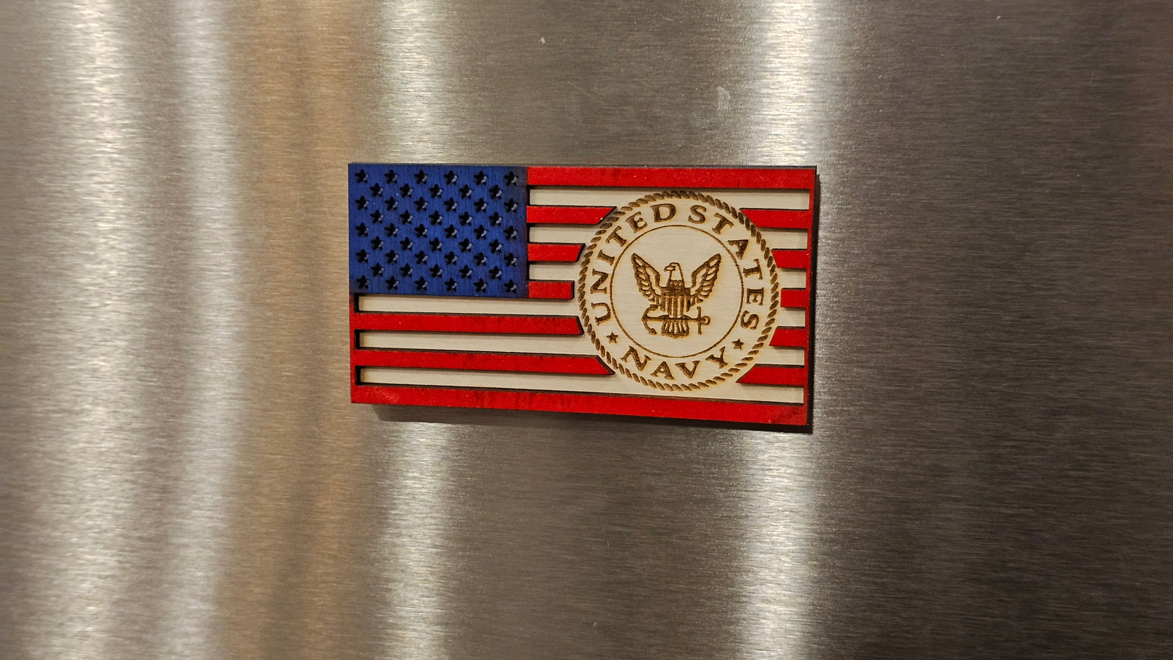 US Navy Wooden Magnet