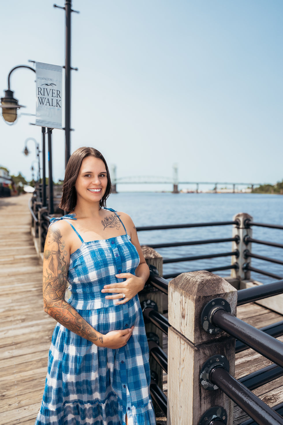 Intimate Maternity Session Downtown at Memorial Bridge, Wilmington