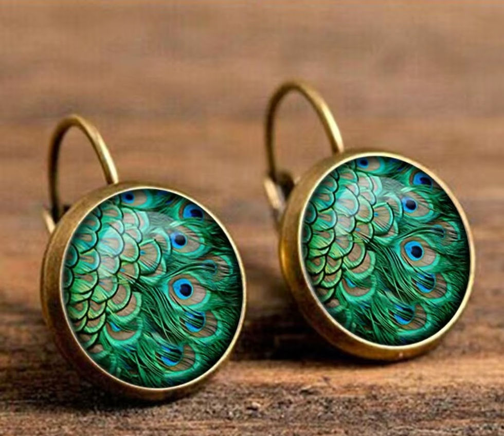 Vintage Peacock Feather Earrings