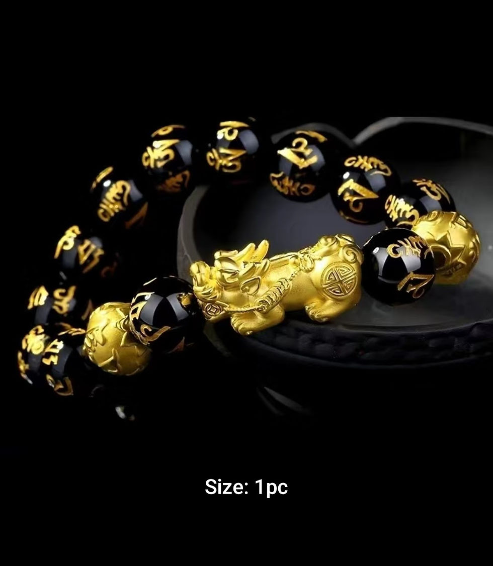 Obsidian Stone Beads Pixiu Black Wealth Bracelet