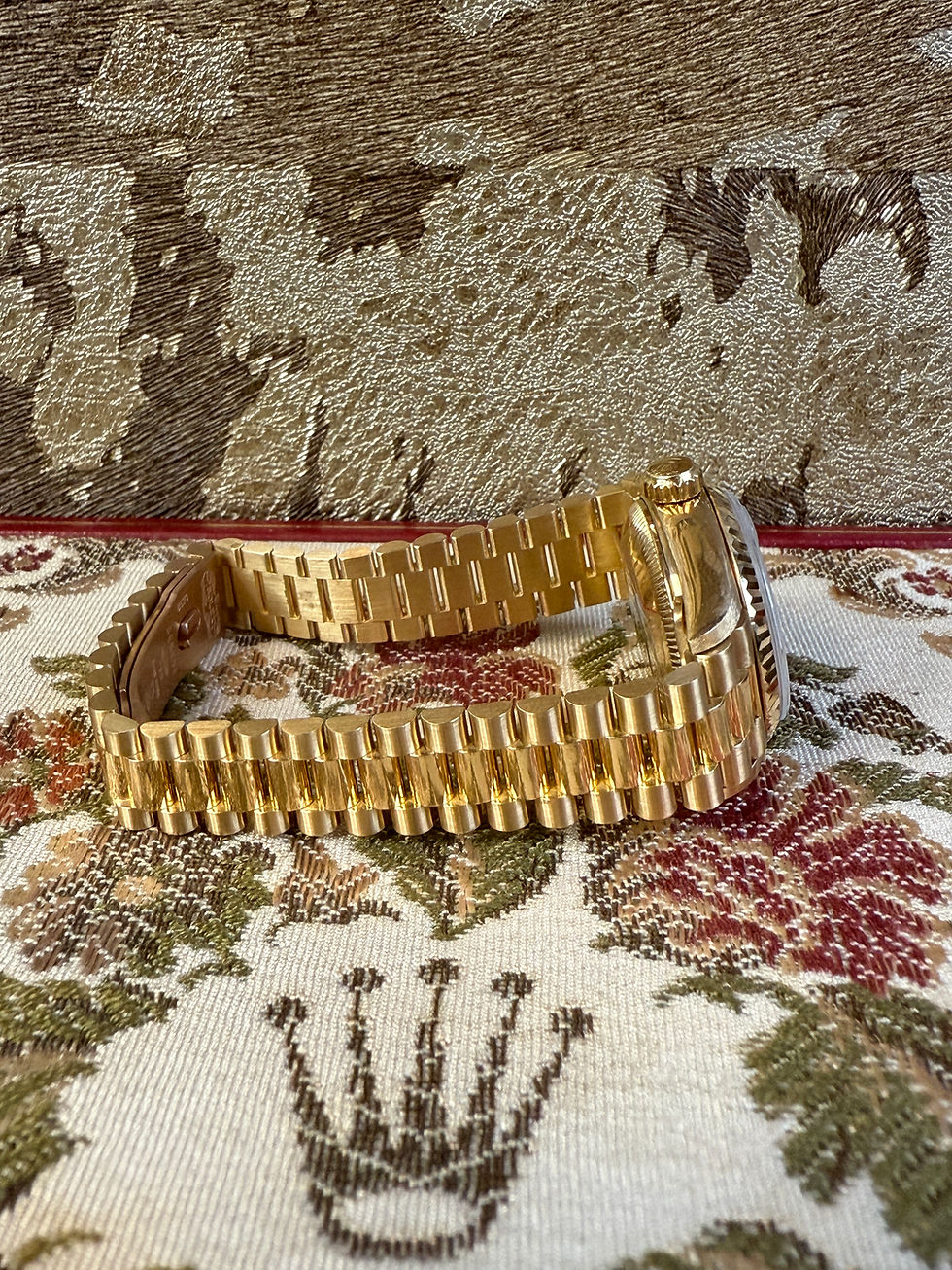 Thumbnail: Rolex Lady Datejust 26mm Gold President Bracelet Black Diamond Dial