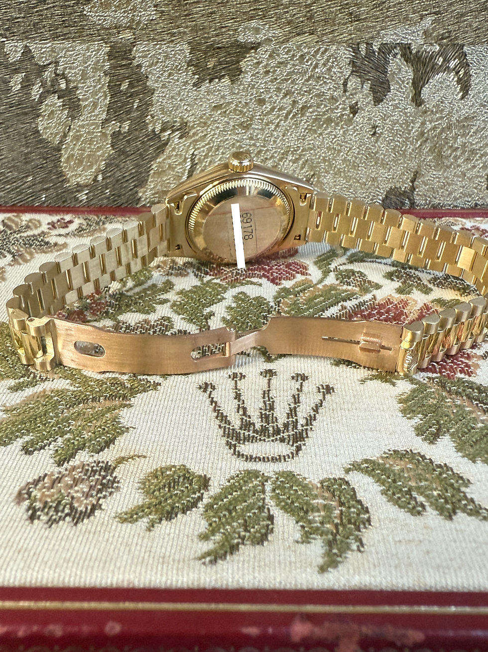Thumbnail: Rolex Lady Datejust 26mm Gold President Bracelet Black Diamond Dial