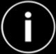 Black and white information icon, a lowercase "i" in a circle
