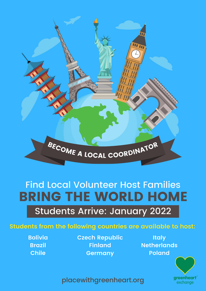 Greenheart Exchange Looking For Local Coordinator To Work With International Exchange Students
