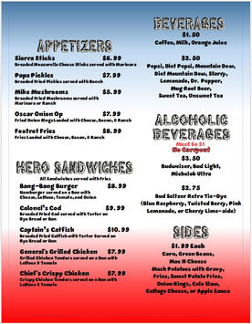 Wheelock Lake Canteen Menu Page 2