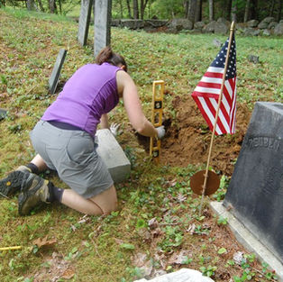 Measuring depth and laying gravel and sand fill