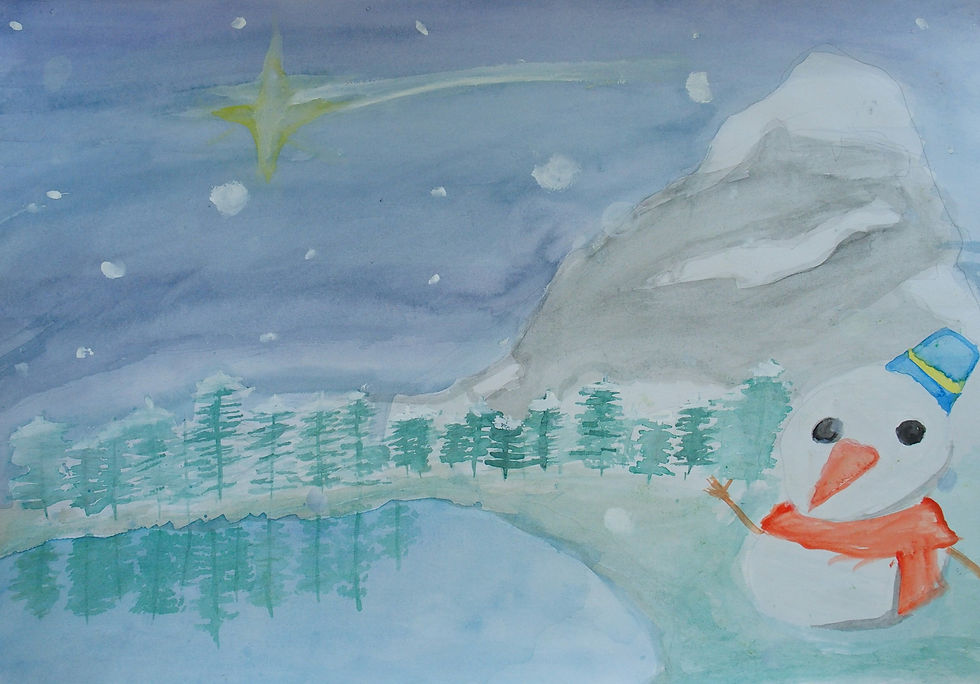 円蔵小学校5年山本沙織「冬の夜のゆきだるま」