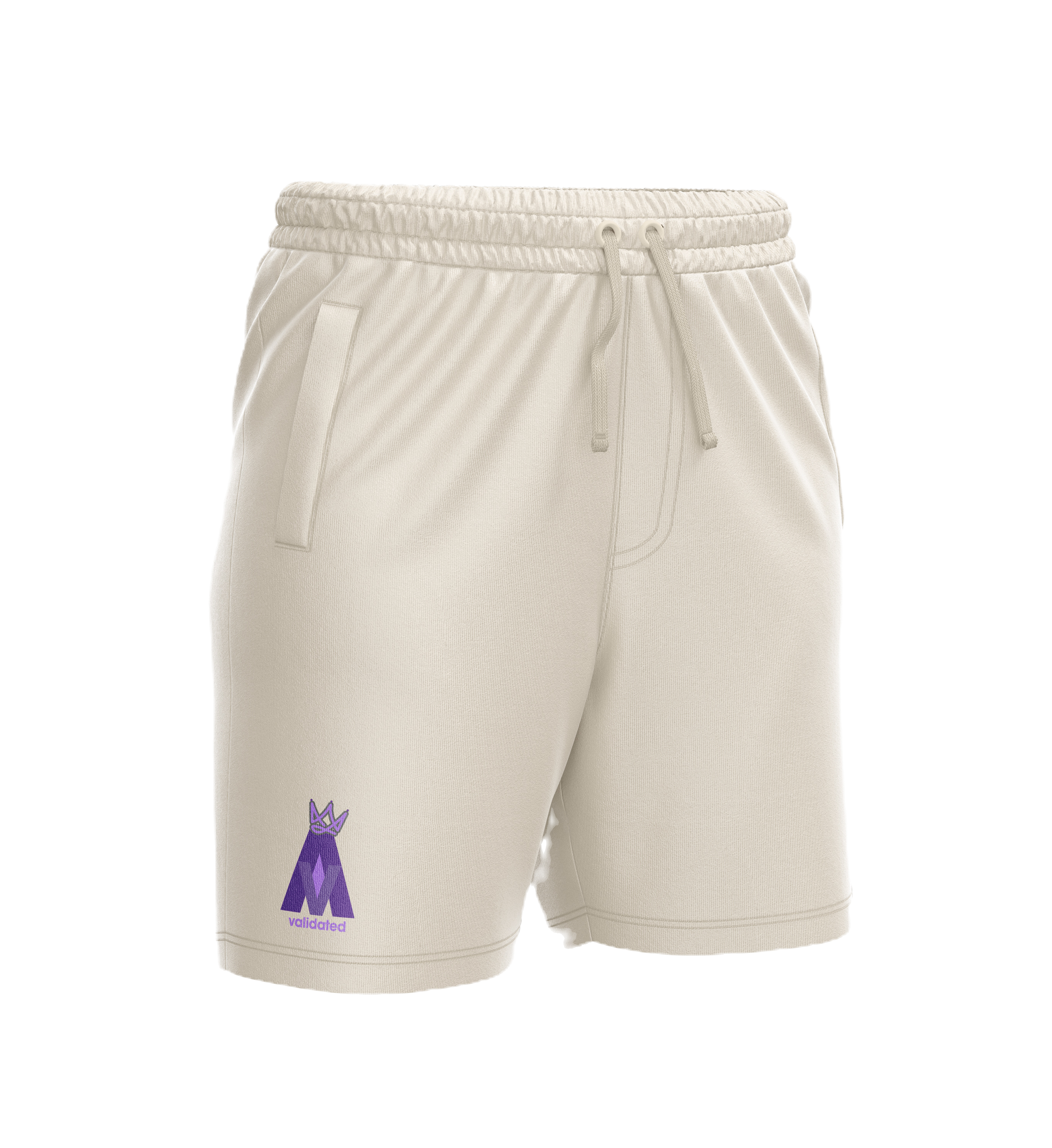Cream Validated Short - Purple and Lavender Crown Logo