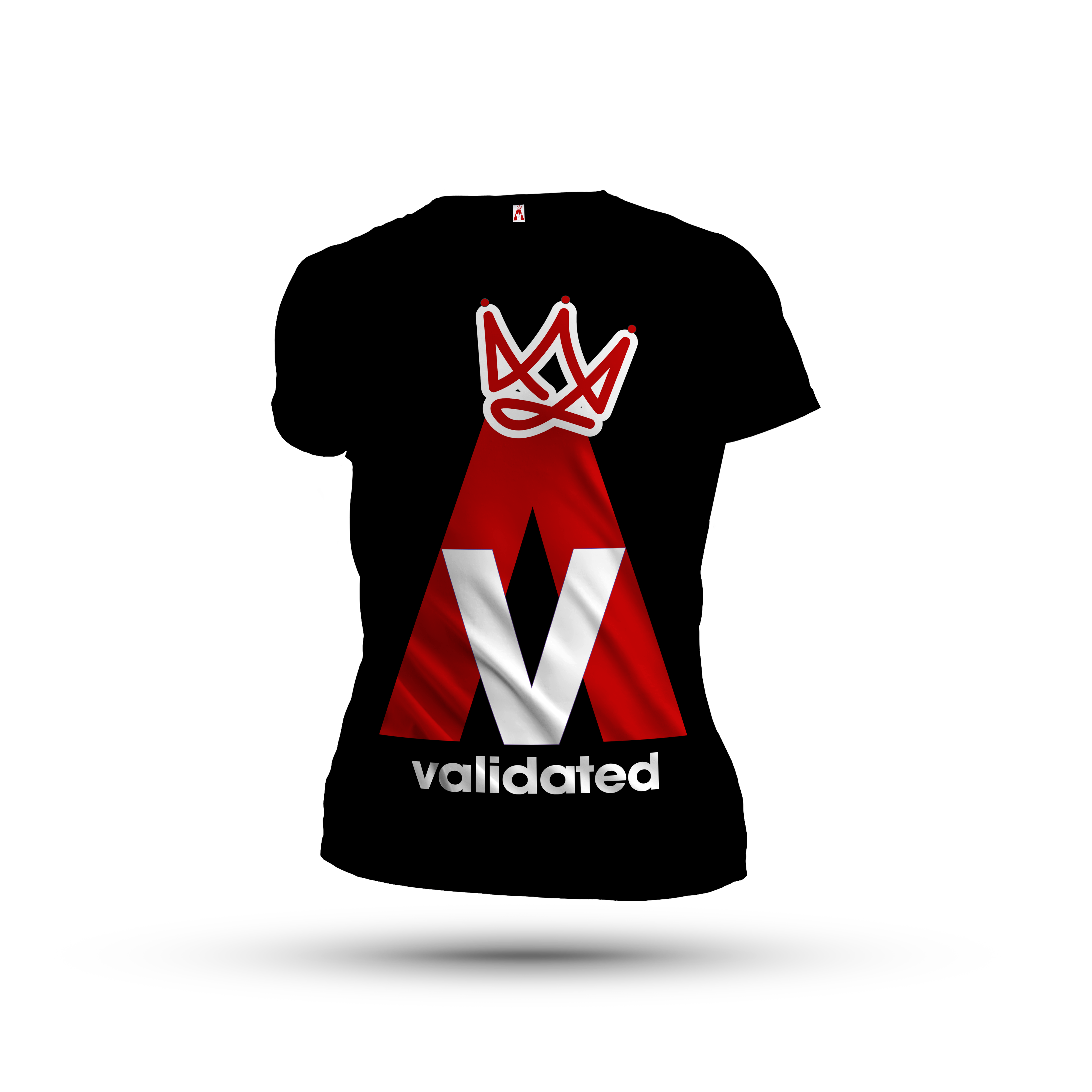 Black Shirt with Red and White Validated Crown Logo