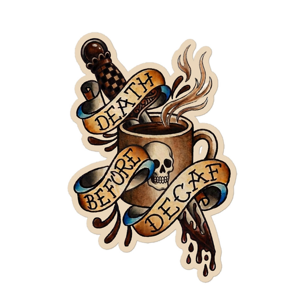 Thumbnail: Death Before Decaf sticker