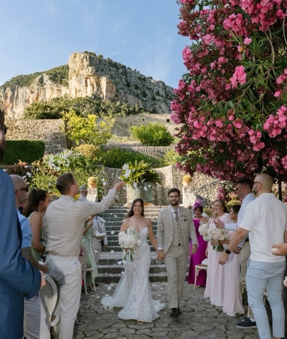 Bride and groom at their wedding in Mallorca