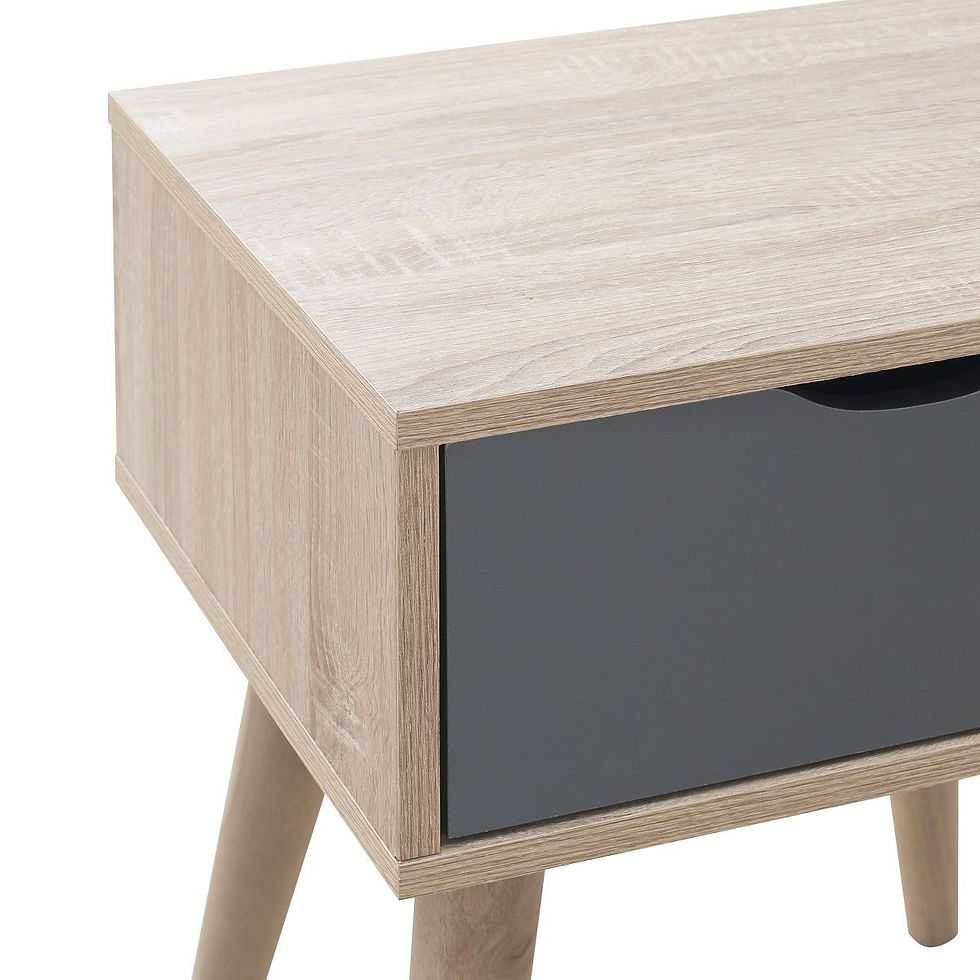 Thumbnail: Sonoma Oak Side Lamp End Table Bedside Cabinet Nightstand Grey Drawer
