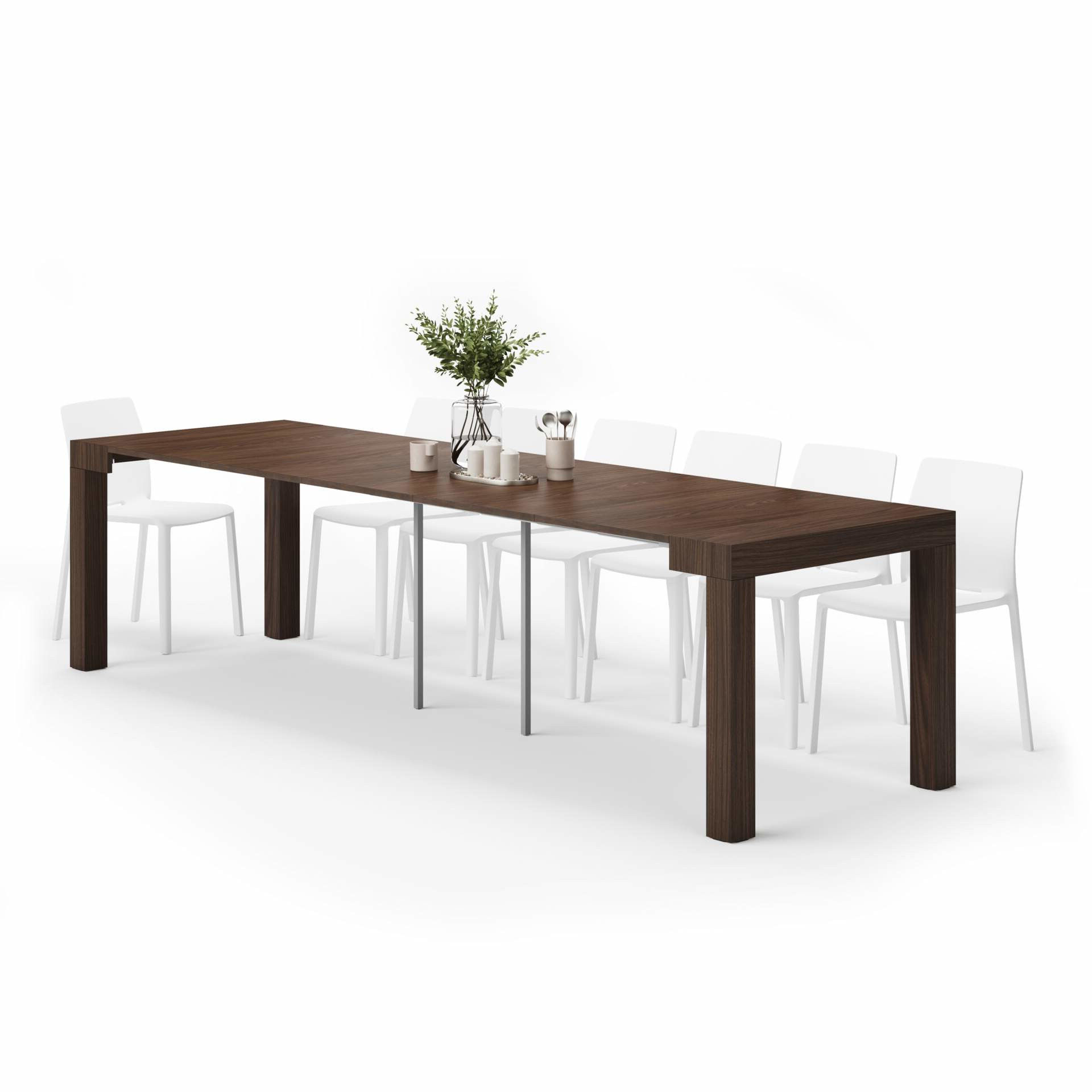 Extending Console to Dining Table, Dressing Table, Desk 1-14 Seater Space Saving in Walnut Effect Finish