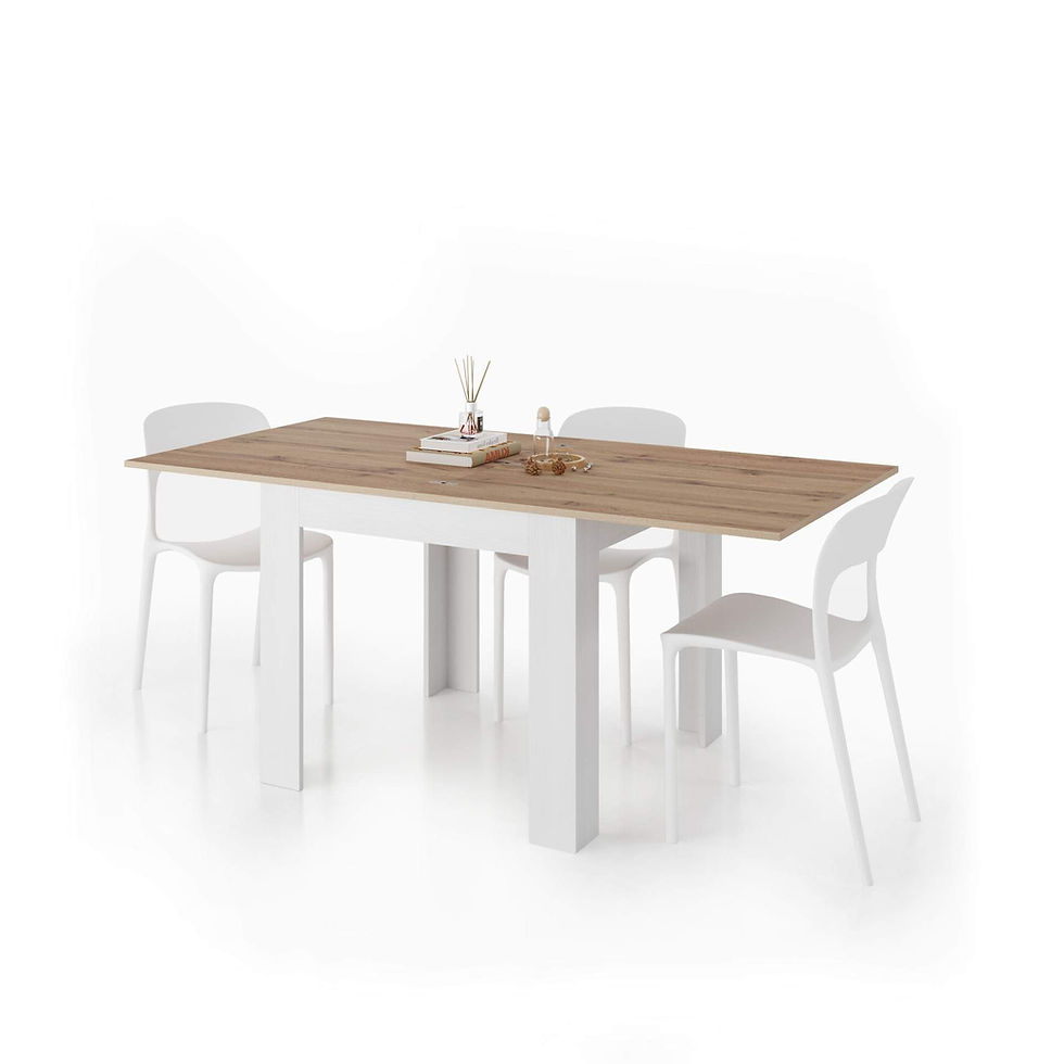 Square Extending Kitchen Dining Table Butterfly Flip Top Seats up to 8 Two Tone