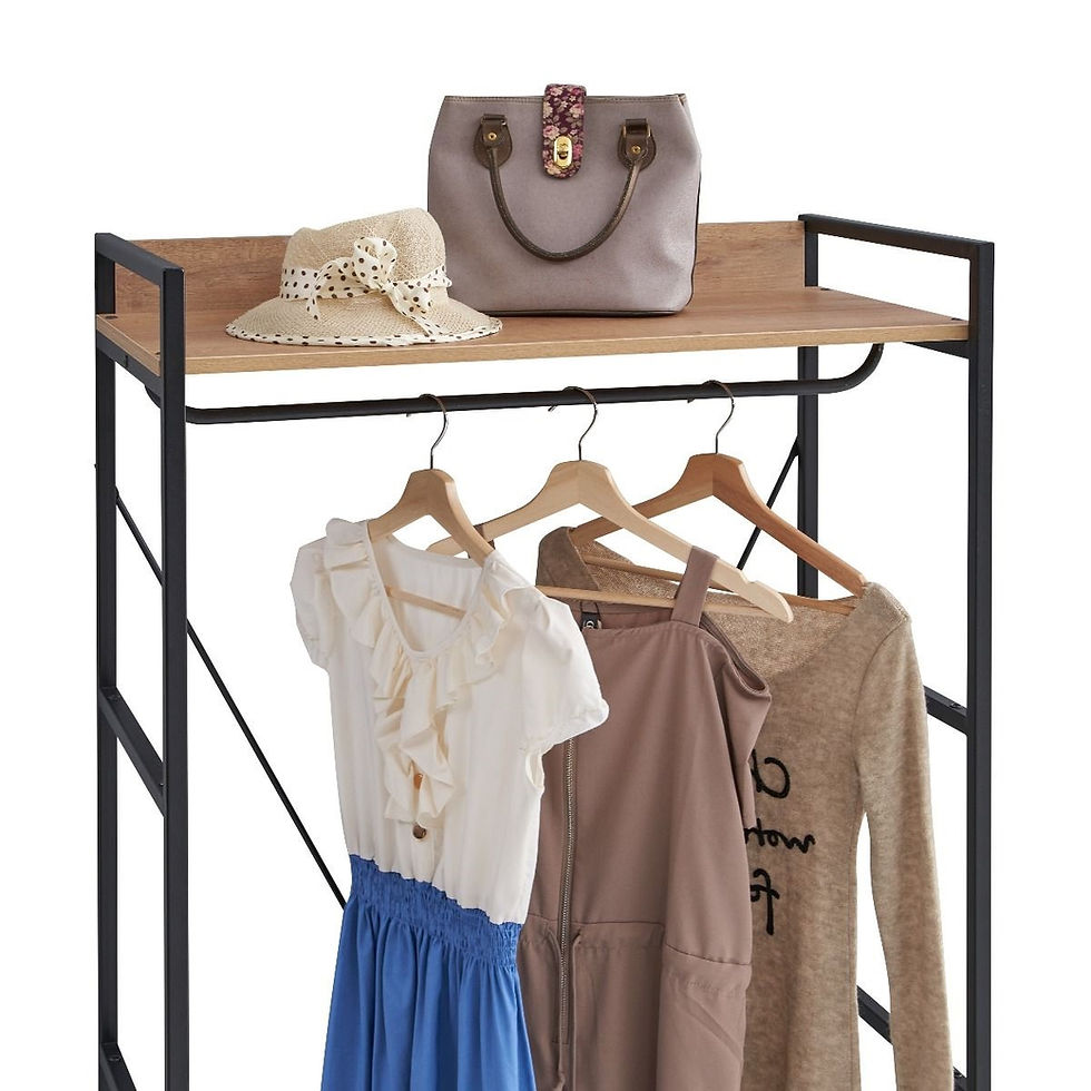 Thumbnail: Industrial Open Wardrobe Unit Clothes Rack Hanging Rail 6 Cube Shelves Oak Effect Finish