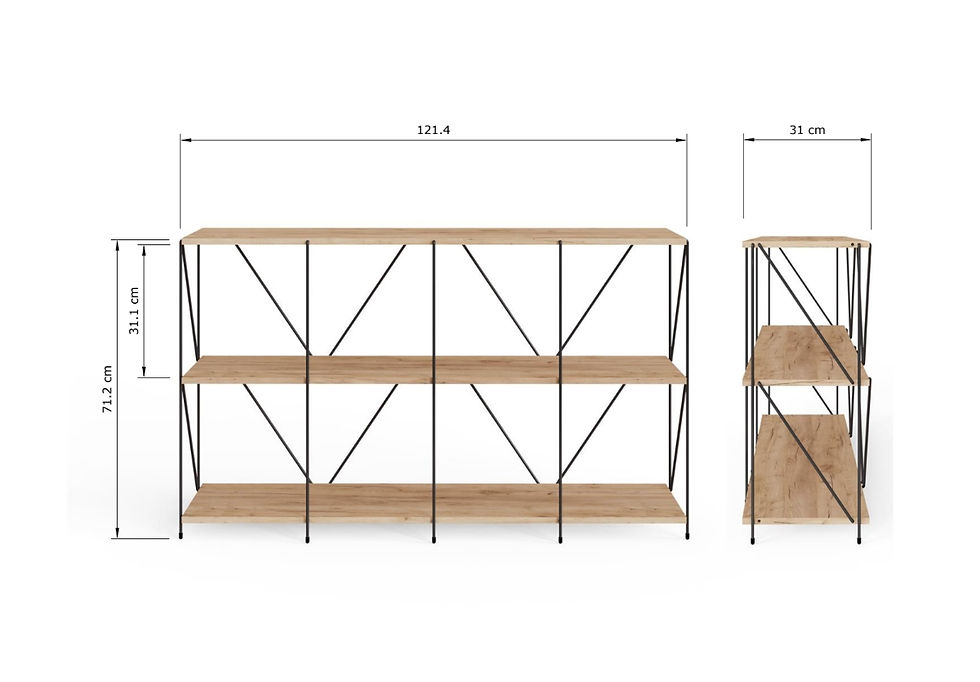 Thumbnail: 2-Tier Low Wide Storage Display Shelving Unit Bookcase Bookshelf Console Stand Wotan Oak Look