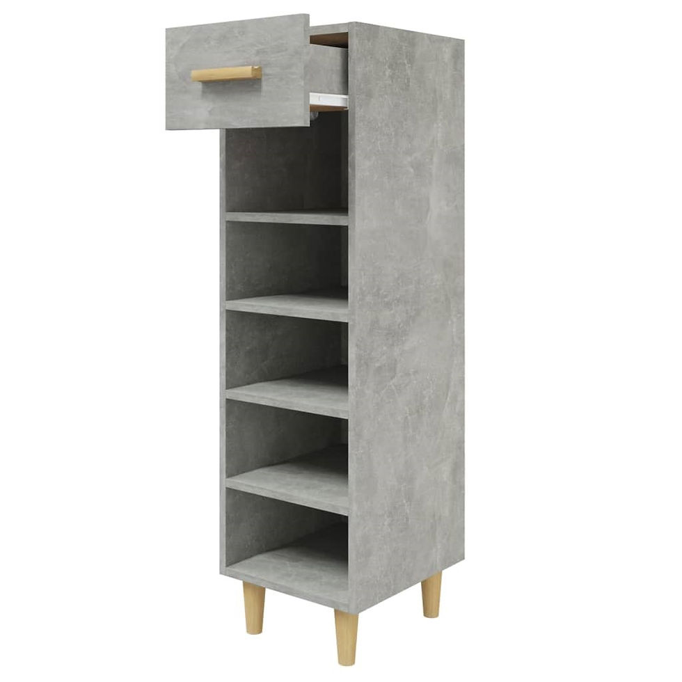 Thumbnail: Grey Open Narrow Shoe Cabinet Stand Rack Shelves Unit Organiser Storage Drawer
