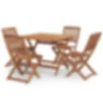 4 Seater Square Table Wooden Patio Folding Dining Furniture Set