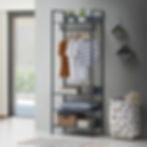Thumbnail: Industrial Style Narrow Open Wardrobe Clothes Rail Storage Unit Hanging Rack Hanger Stand with Shelves in Dark Grey colour