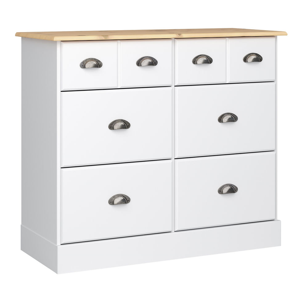 Thumbnail: Country Style 2+4 Drawer Chest of Drawers Dresser Bedroom Storage Unit Cabinet Bedside Sideboard in Off White Finish