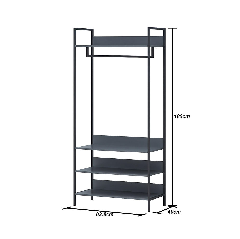 Thumbnail: Industrial Style Open Wardrobe Clothes Rail Storage Unit Hanging Rack Hanger Stand with Shelves in Dark Grey colour