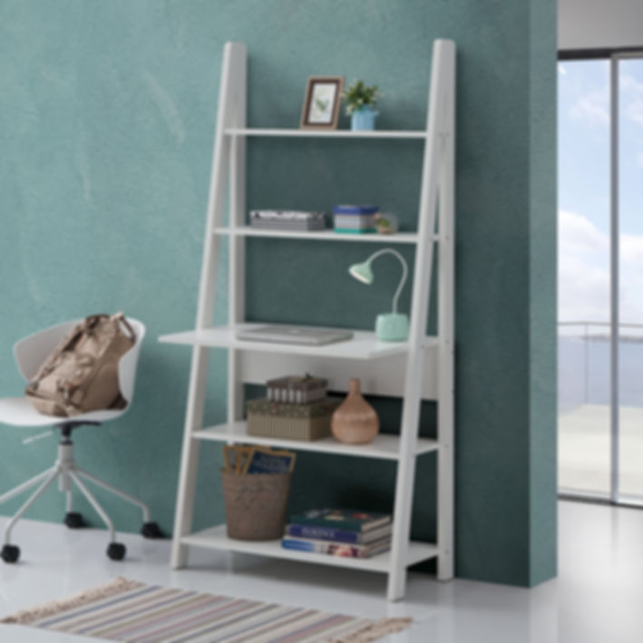 White Ladder Desk with Shelves