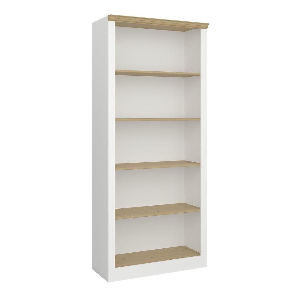 Country Style Tall Bookcase 5 Tier Bookshelf Display Storage Shelving Unit Stand Book Rack in Off White Finish