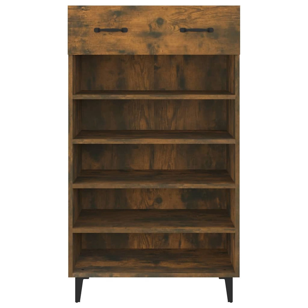 Thumbnail: Open Shoe Cabinet Stand Rack Shelf Unit Organiser with Storage Drawer - Rustic Wood Finish