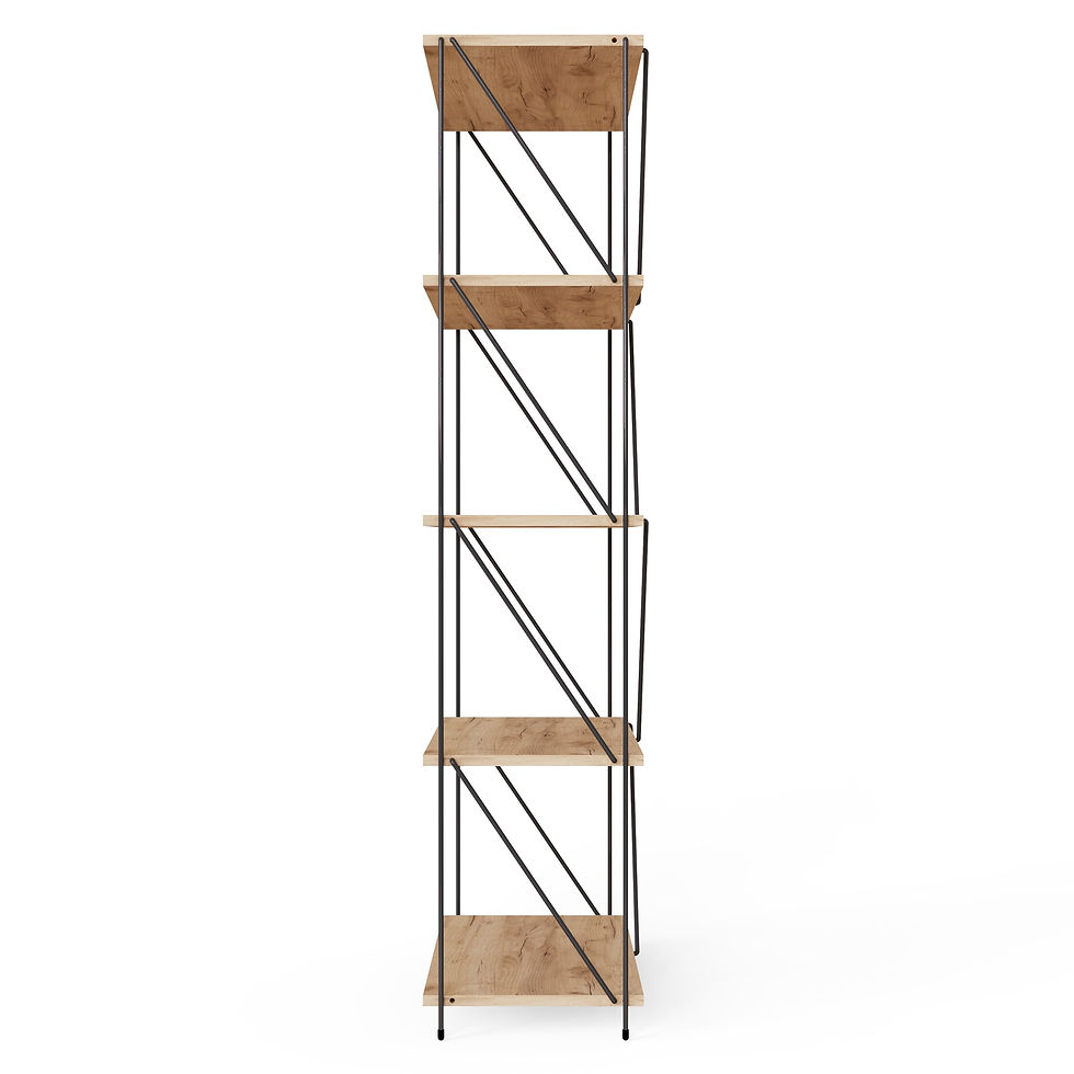 Thumbnail: 4 Tier Bookcase Storage Display Shelving Unit Bookshelf Shelves Stand Wotan Oak and Black Metal Frame
