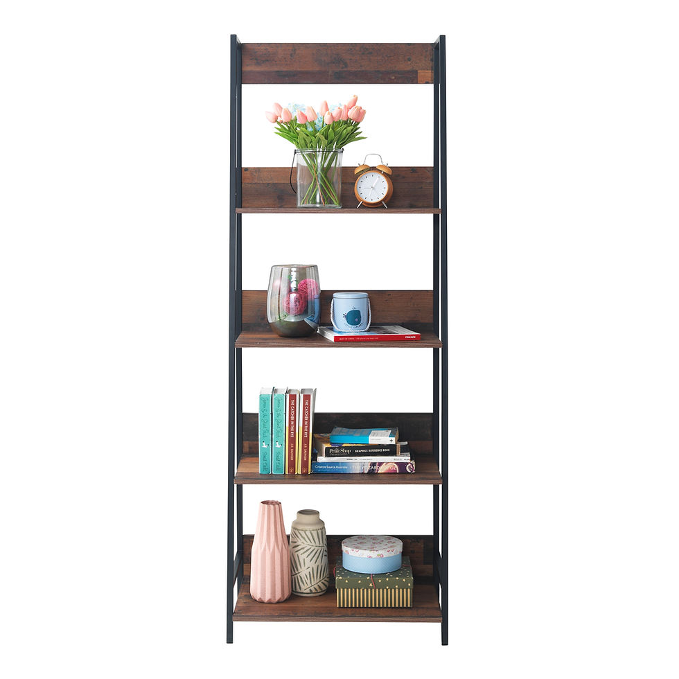Industrial Tall Narrow Ladder Bookshelf Display Storage Shelving Unit Bookcase