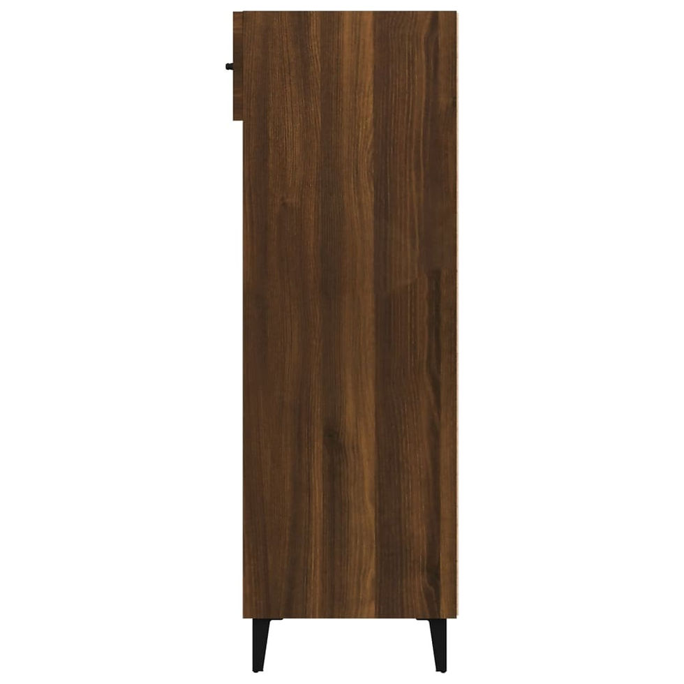 Thumbnail: Walnut Shoe Shelf with Drawer on Black Metal Legs